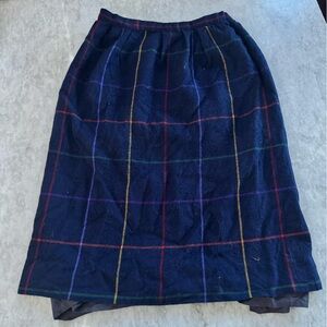 Carlisle A-Line Skirt with Navy and Multicolor Check